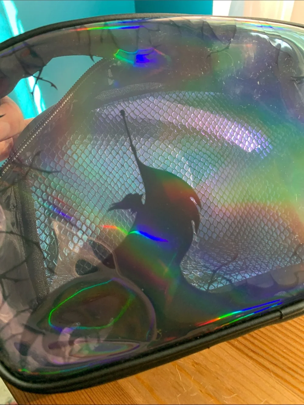 NWT BBW Holographic Iridescent Cosmetic Pouch Maleficent & Sanitizer Holder